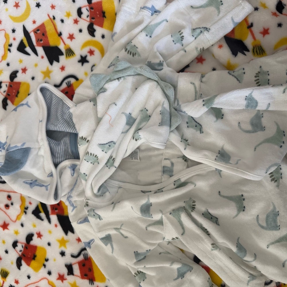 Carter's White and Blue Dinosaur Bathrobe